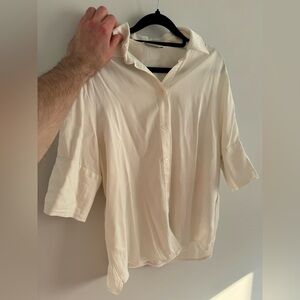 Cream Button-Up Sandro Shirt